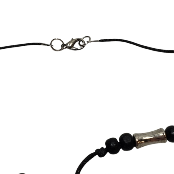 Black White Tan Shell Heart Pendant Rope Necklace - Picture 8 of 14